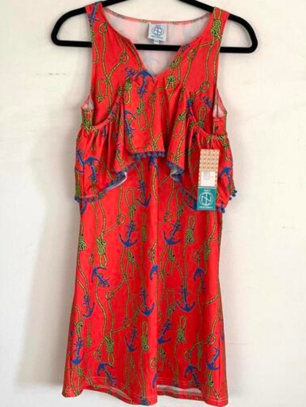 TRACY NEGOSHIAN red hadley anchor cold shoulder mini dress